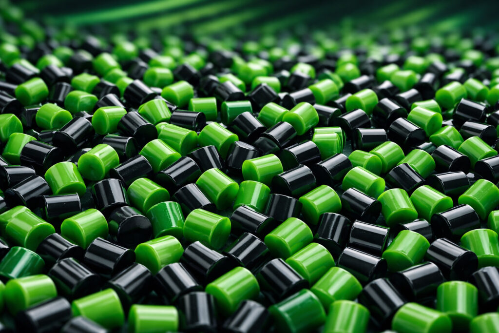 plastica nera e verde