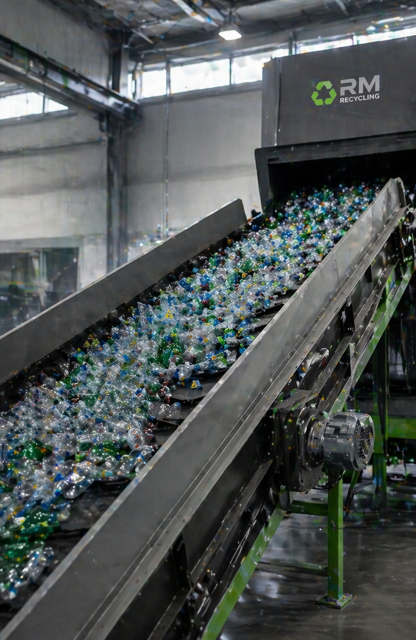 materie plastiche su nastro trasportatore